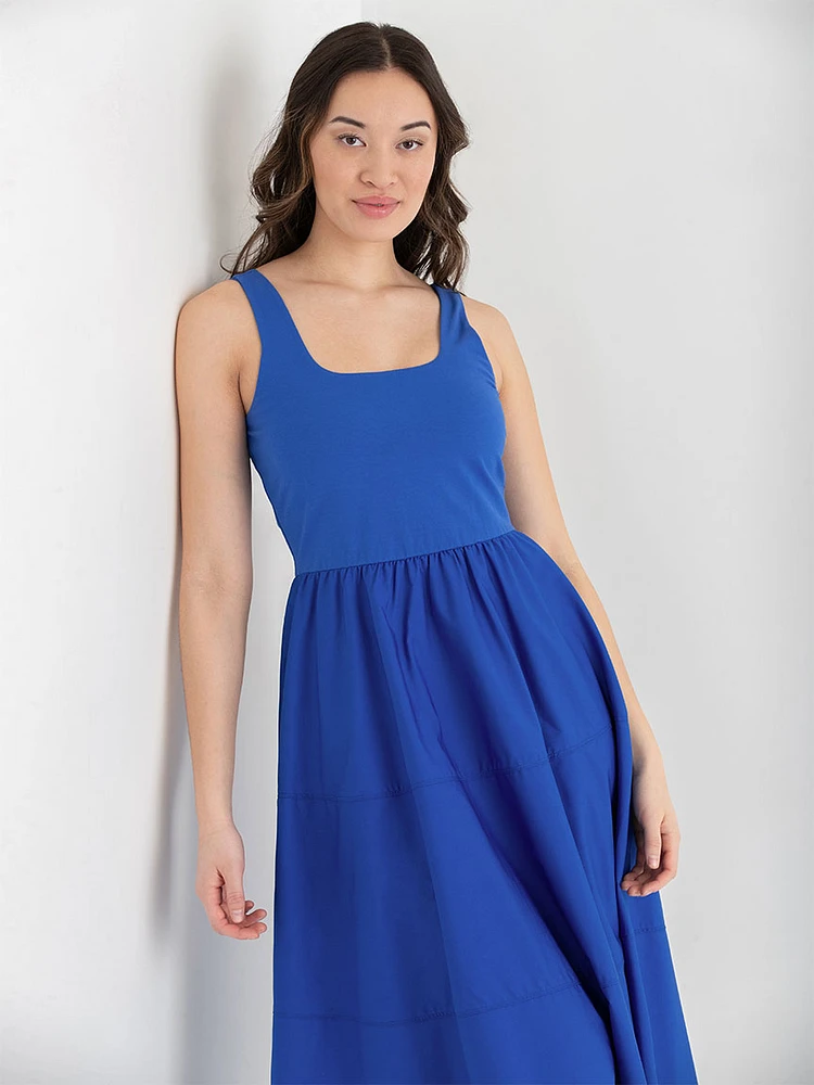 Sleeveless Mix Media Midi Dress