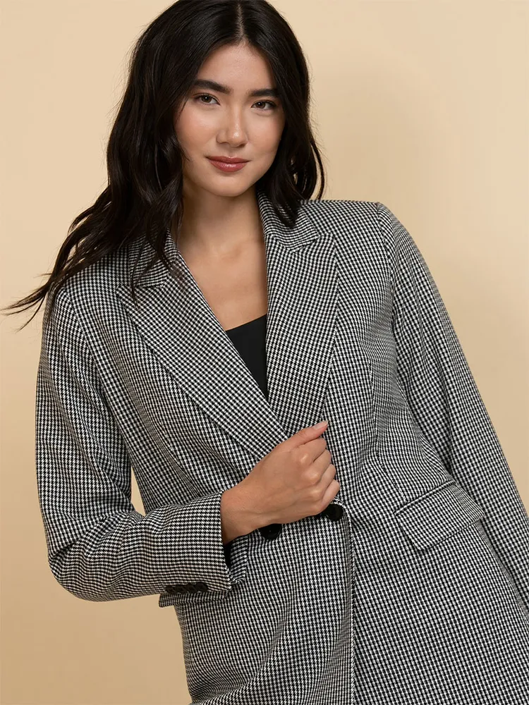 Double Breasted Mini Houndstooth Blazer