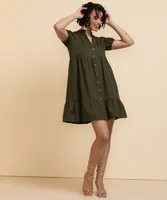 Tash + Sophie Button Front Poplin Dress