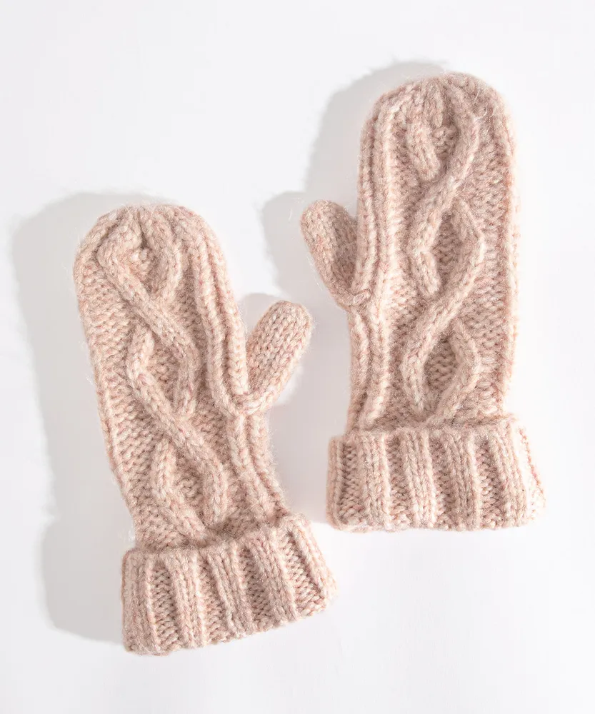 Soft Cable Knit Hat & Mitten Set