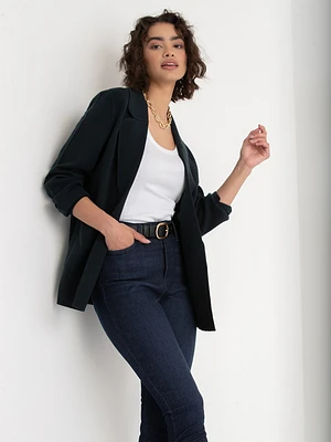 Notched Lapel Blazer Sweater