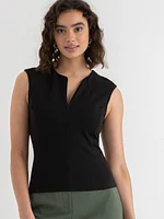 Zip Front Top Luxe Ponte