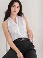 Talia Sleeveless Fitted Collar Shirt