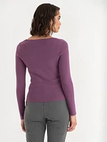 Square Neck Ribbed Sweater