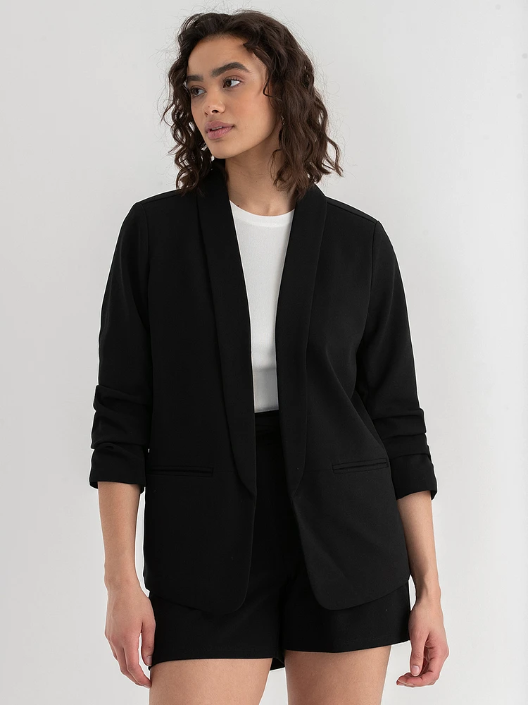 Open Front Shawl Collar Blazer