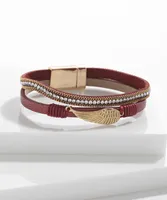 Glittering Red Snap Bracelet with Wing Detail