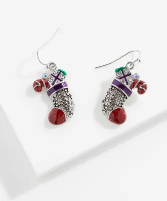 Silver Stocking Earring