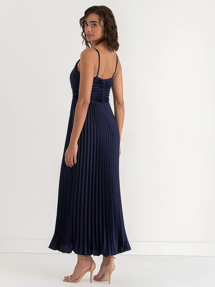 Strappy Pleated Maxi Dress