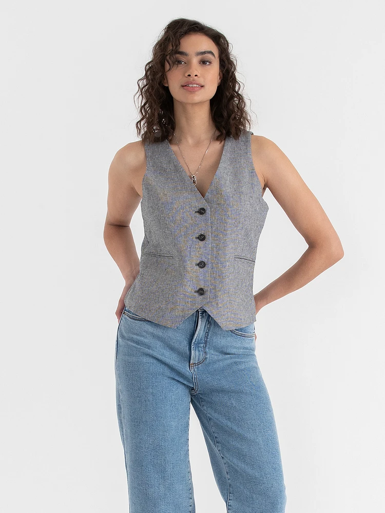 Fitted Linen Vest