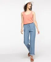 Tencel Drawstring Straight Leg Pant