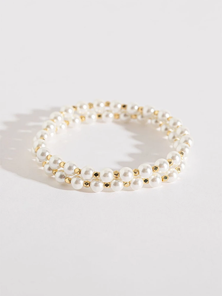 Gold Metal & Pearl Bracelets