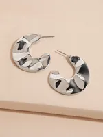 Half Round Molten Metal Earrings