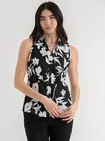 Talia Sleeveless Fitted Collar Shirt