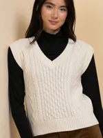 Cable Knit V-Neck Sweater Vest