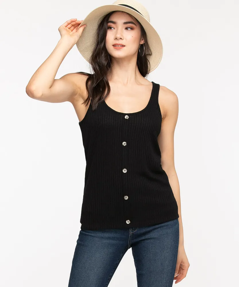 Sleeveless Button Front Sweater Top