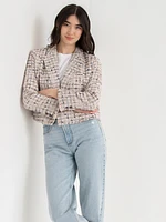 Double Button Cropped Blazer