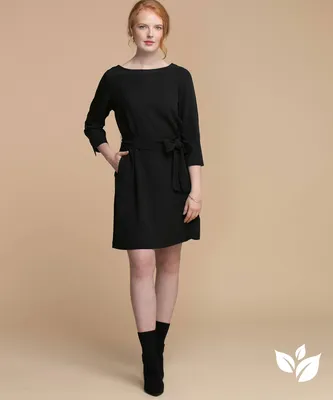Eco-Friendly Belted Boat Neck Dress