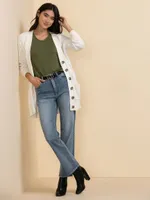 Easy V-Neck Hacci Knit Top