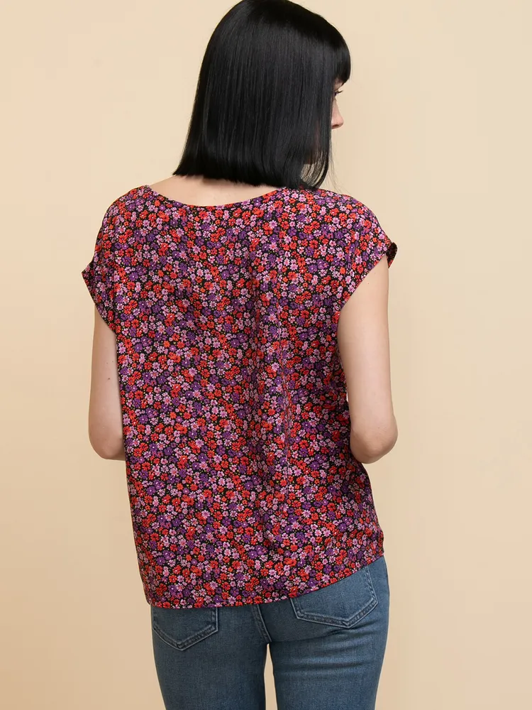 Short Sleeve Twist Front Print Blouse by Ripe