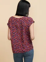 Short Sleeve Twist Front Print Blouse by Ripe