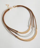 Statement Necklace with Gold and Silver Plates