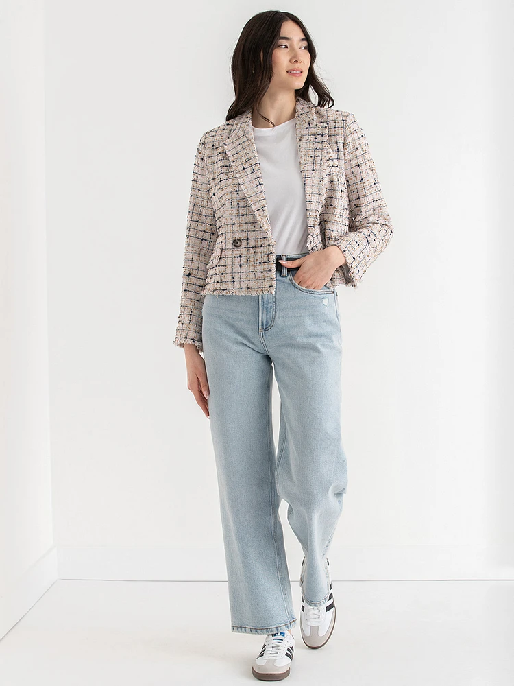 Double Button Cropped Blazer