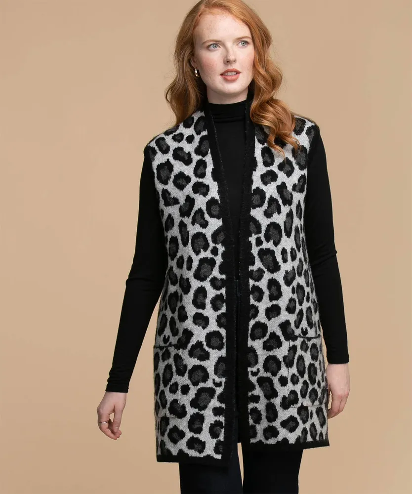 Animal Pattern Open Front Vest