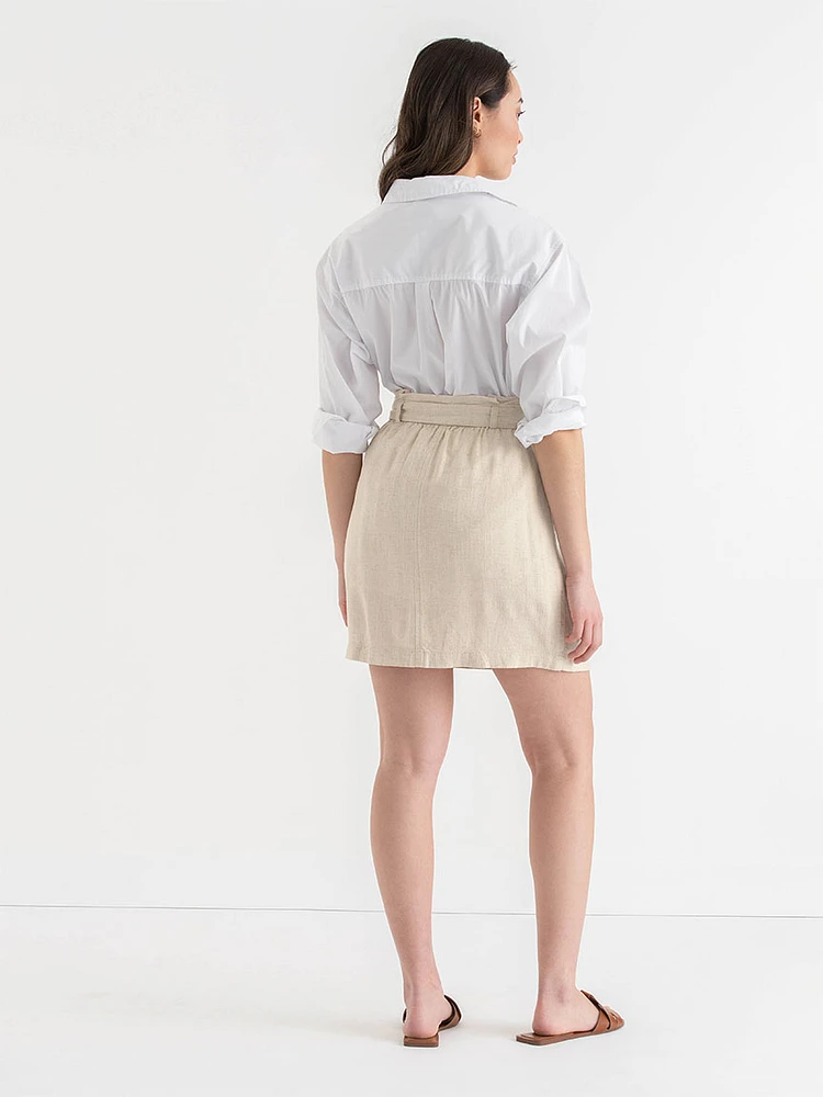 Viscose Linen Skirt with Self Belt