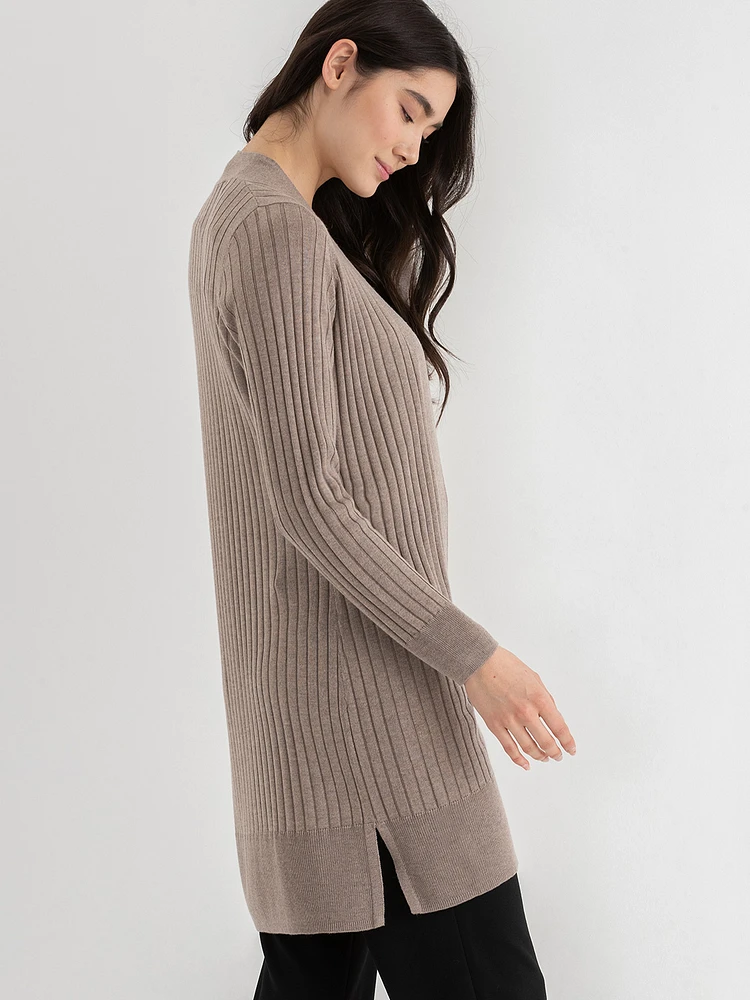 Long Sleeve Ribbed Cardigan