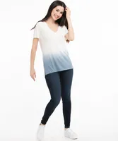 V-Neck Dip-Dye Tee Blue Ombre