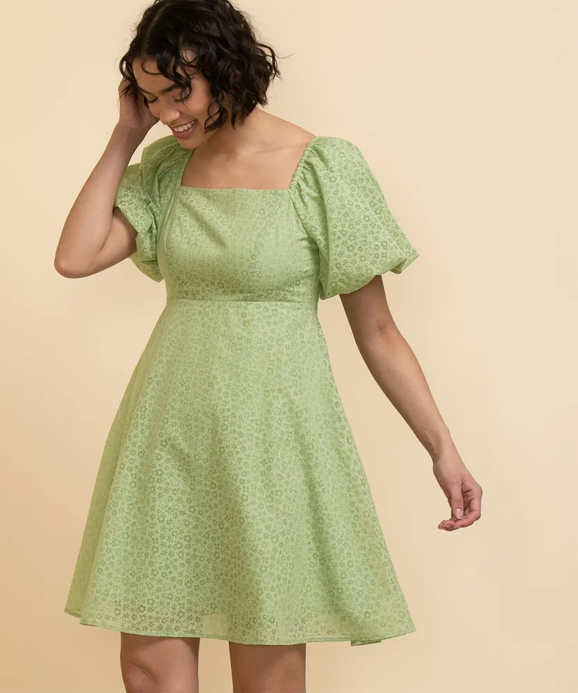 Puff Sleeve with Tie-Back Dress