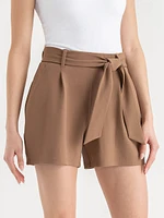 Belted Short Scuba Crepe