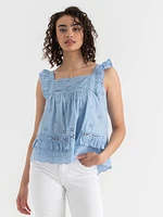 Cotton Ruffle Tank Blouse