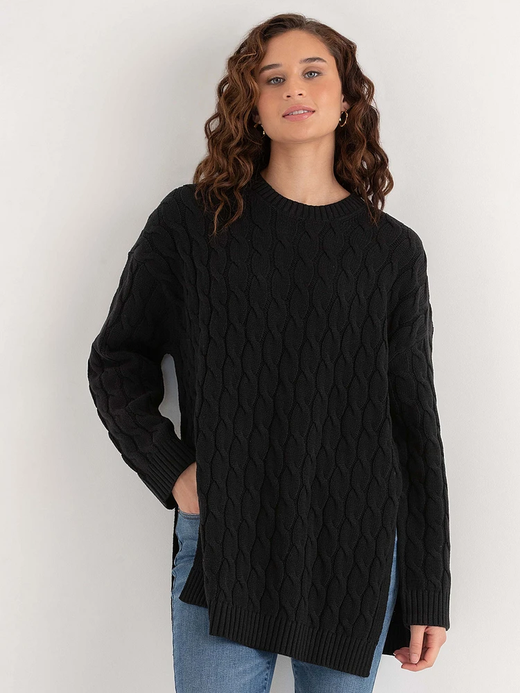 Cable Knit Tunic Sweater