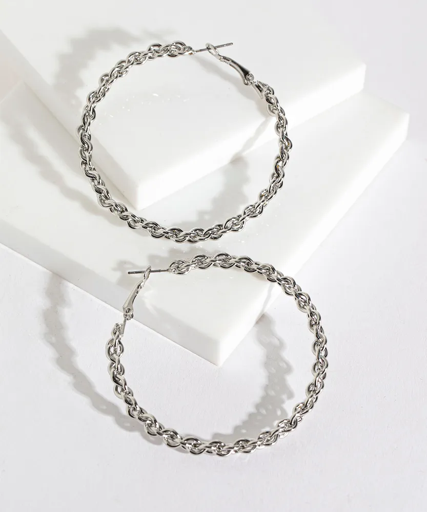 Large Twisted Chain Link Hoop Earrings