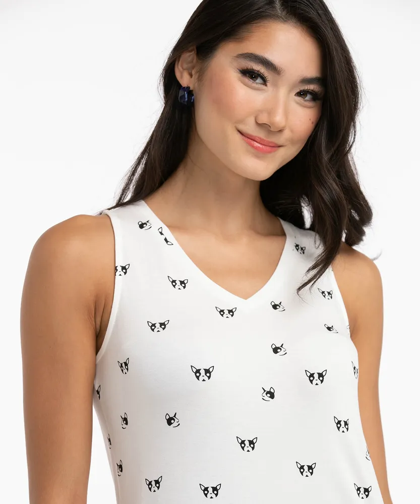 Eco-Friendly V-Neck 'Dog Print' Tank