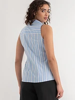 Talia Sleeveless Fitted Collar Shirt