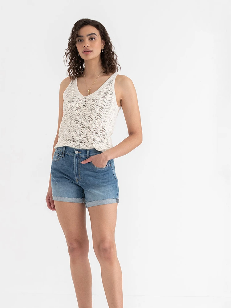 V-Neck Pointelle Sweater Tank