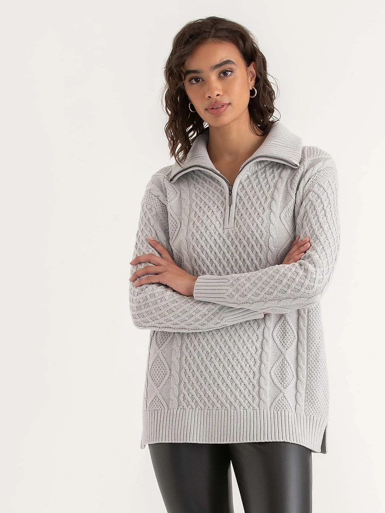 Quarter Zip Cable Pullover