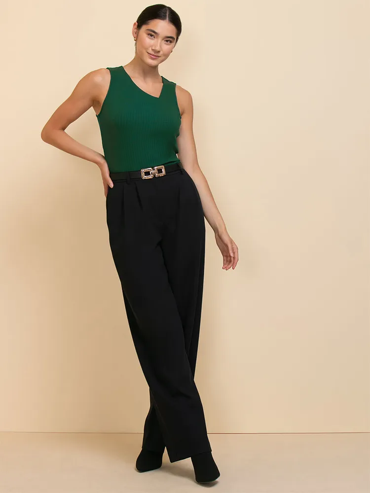 Sleeveless Top with Asymmetrical Neckline