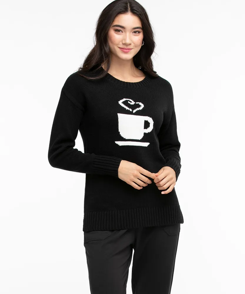 Coffee Scoop Neck Knit Sweater