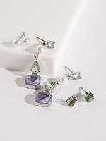 Coloured Crystals Earring Trio