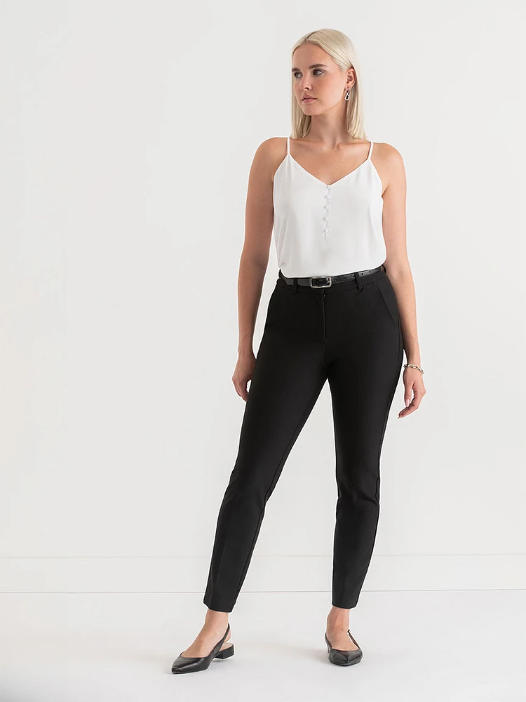 Sadie Strappy V-Neck Tank with Button