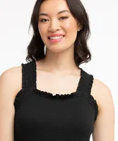 Eco-Friendly Smocked Sleeveless Peplum Top