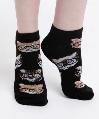 Glasses Cat Ankle Socks