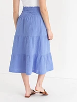 Tiered Crinkle Cotton Skirt