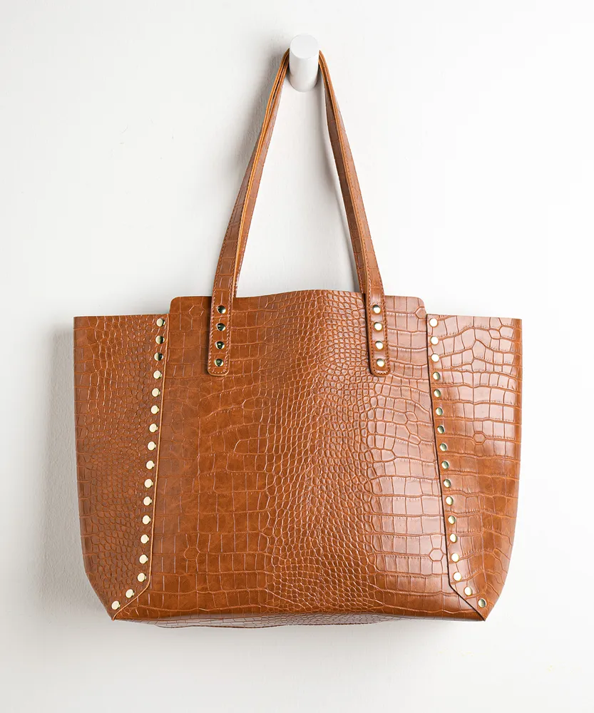 Gold Stud Croc Tote