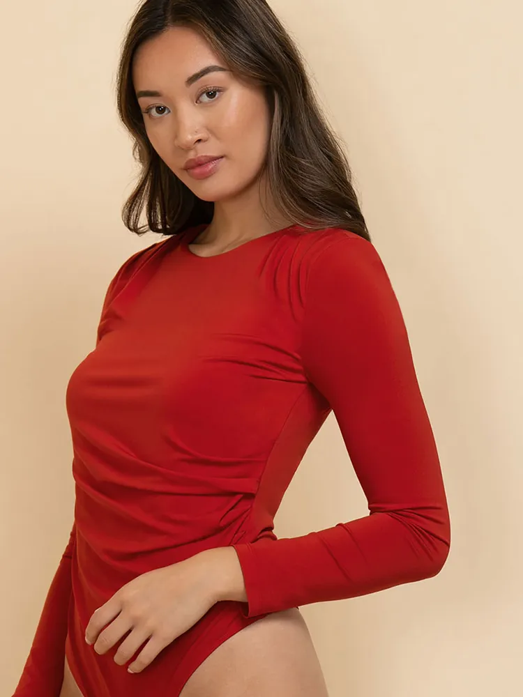 Long Sleeve Bodysuit with Pleats