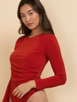 Long Sleeve Bodysuit with Pleats