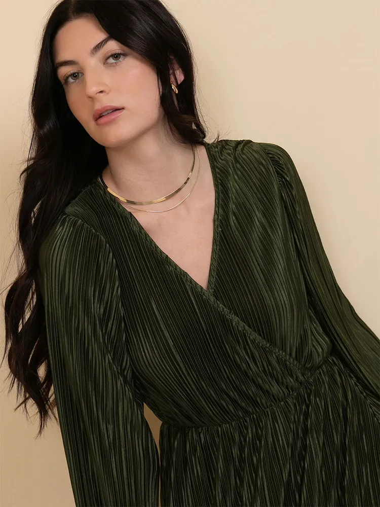 Plisse Crossover Dress